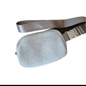 Women's White Sherpa Crossbody Belt Bag